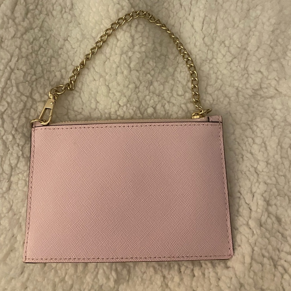 kate spade Pink Saffiano Leather Wristlet Clutch with Gold Chain - Picture 3 of 3